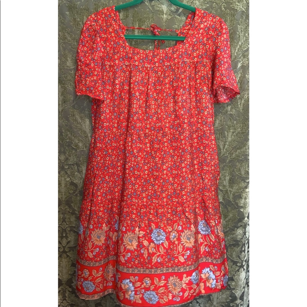 Orange/red floral babydoll dress